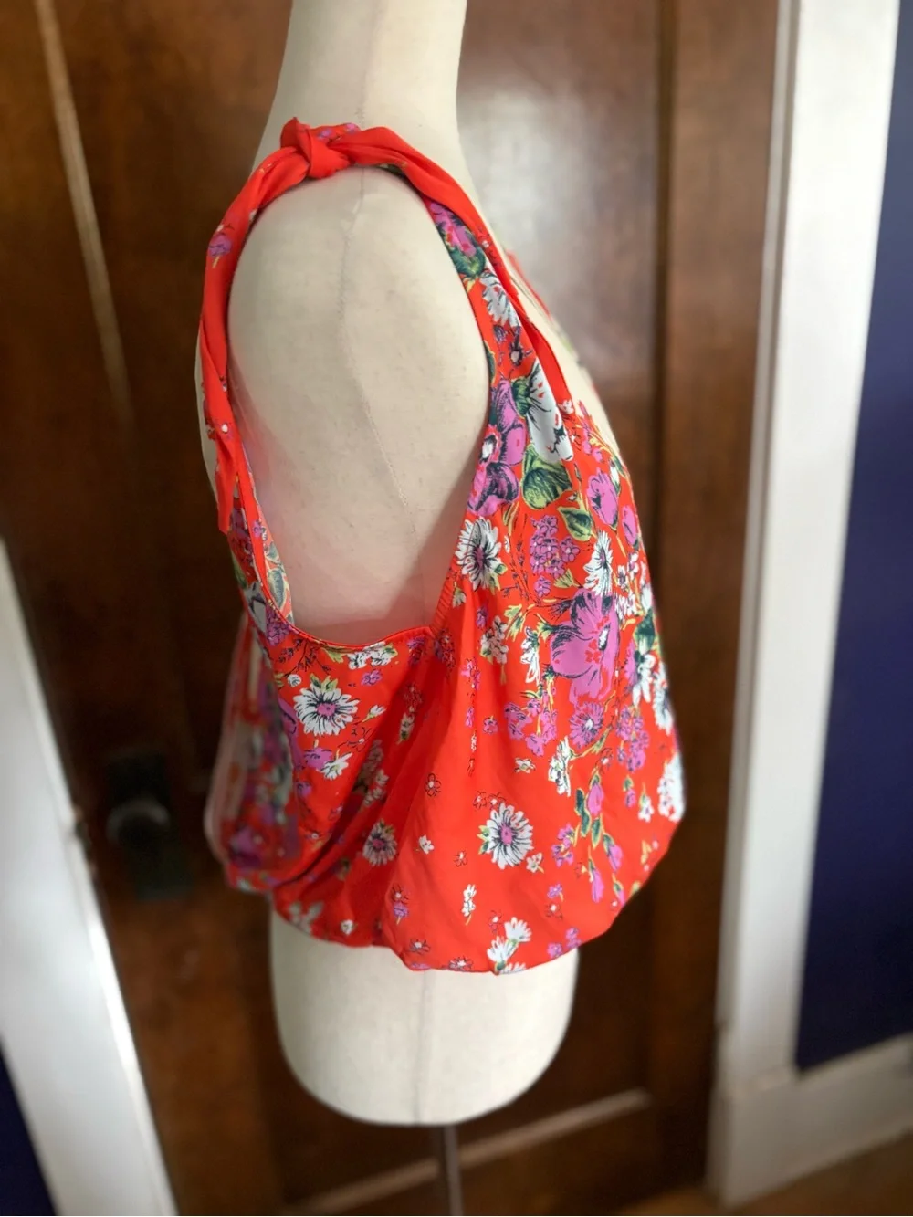 NWT Free People Tied to You Tie Shoulder Blouson Floral Tank Fiesta Combo Small